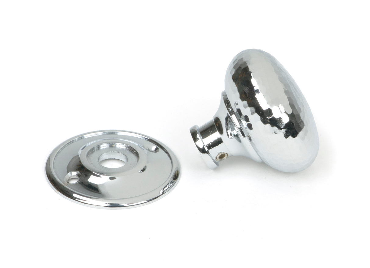 From The Anvil - Polished Chrome Hammered Mushroom Mortice/Rim Knob Set | Sku. 46033 | Trade Door Handles.