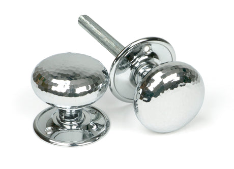 From The Anvil - Polished Chrome Hammered Mushroom Mortice/Rim Knob Set | Sku. 46033 | Trade Door Handles.