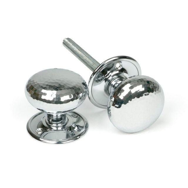 From The Anvil - Polished Chrome Hammered Mushroom Mortice/Rim Knob Set | Sku. 46033 | Trade Door Handles.