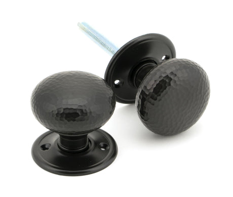 From The Anvil - Aged Bronze Hammered Mushroom Mortice/Rim Knob Set | Sku. 46034 | Trade Door Handles.