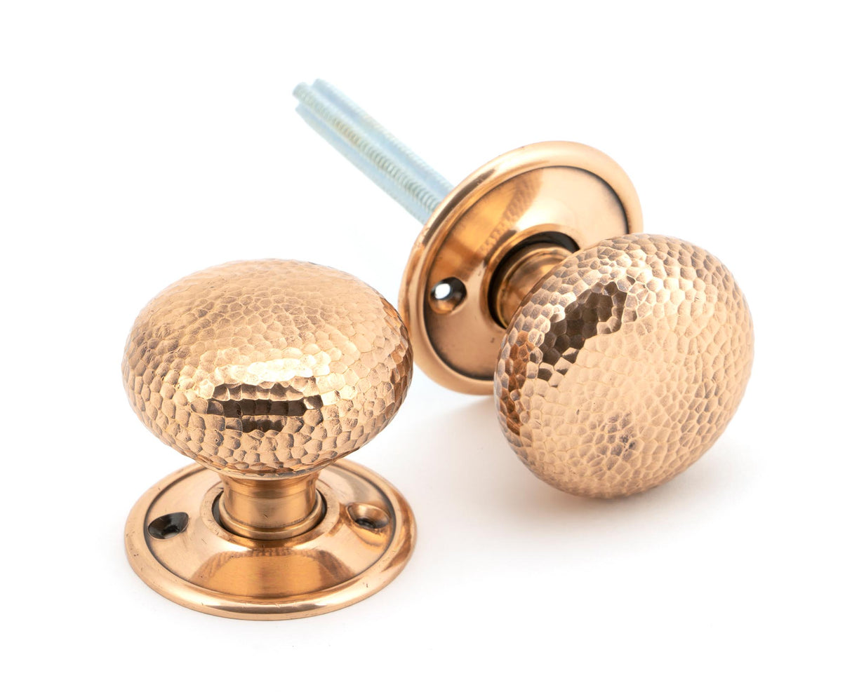 From The Anvil - Polished Bronze Hammered Mushroom Mortice/Rim Knob Set | Sku. 46035 | Trade Door Handles.