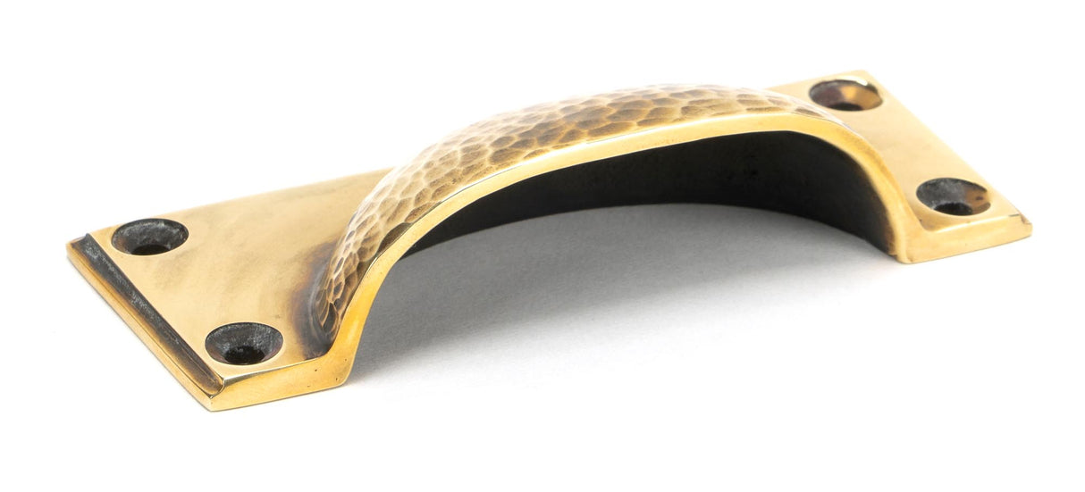 From The Anvil - Aged Brass Hammered Art Deco Drawer Pull | Sku. 46036 | Trade Door Handles.