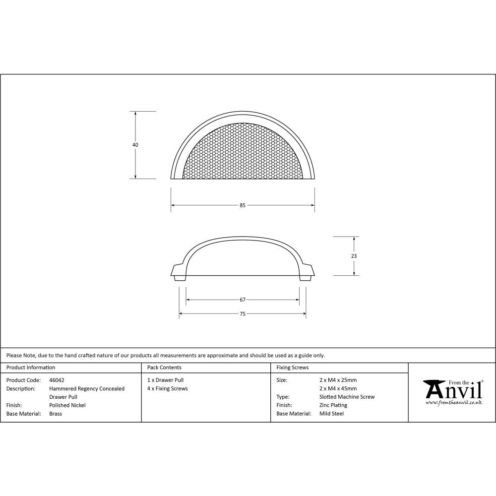 From The Anvil - Polished Nickel Hammered Regency Concealed Drawer Pull | Sku. 46042 | Trade Door Handles.