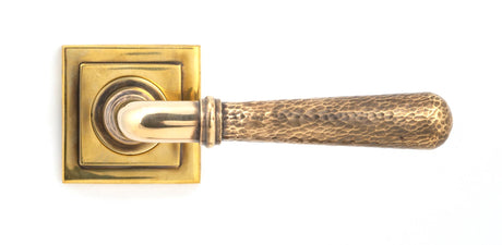 From The Anvil - Aged Brass Hammered Newbury Lever on Rose Set (Square) | Sku. 46072 | Trade Door Handles.