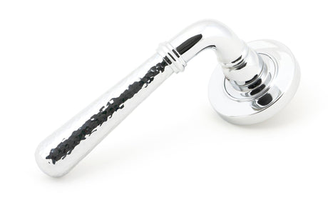 From The Anvil - Polished Chrome Hammered Newbury Lever on Rose Set (Plain) | Sku. 46073 | Trade Door Handles.