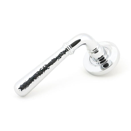 From The Anvil - Polished Chrome Hammered Newbury Lever on Rose Set (Plain) | Sku. 46073 | Trade Door Handles.