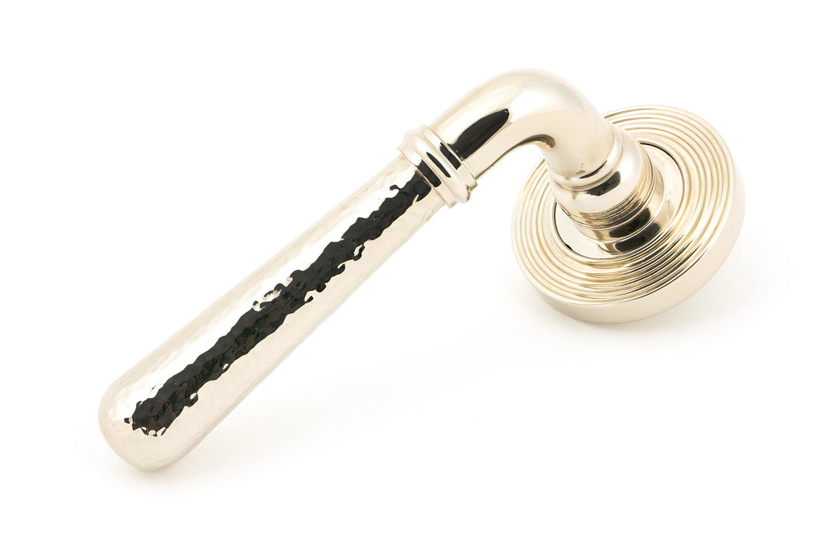 From The Anvil - Polished Nickel Hammered Newbury Lever on Rose Set (Beehive) | Sku. 46079 | Trade Door Handles.
