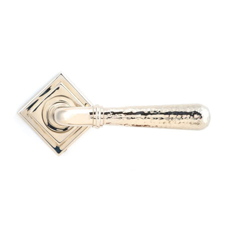 From The Anvil - Polished Nickel Hammered Newbury Lever on Rose Set (Square) | Sku. 46080 | Trade Door Handles.