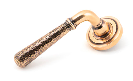 From The Anvil - Polished Bronze Hammered Newbury Lever on Rose Set (Art Deco) | Sku. 46086 | Trade Door Handles.