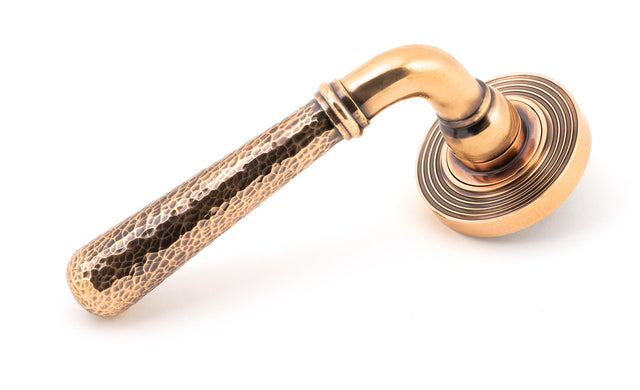 From The Anvil - Polished Bronze Hammered Newbury Lever on Rose Set (Beehive) | Sku. 46087 | Trade Door Handles.