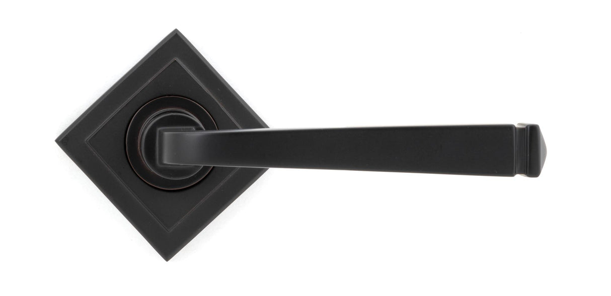 From The Anvil - Aged Bronze Avon Round Lever on Rose Set (Square) | Sku. 46092 | Trade Door Handles.