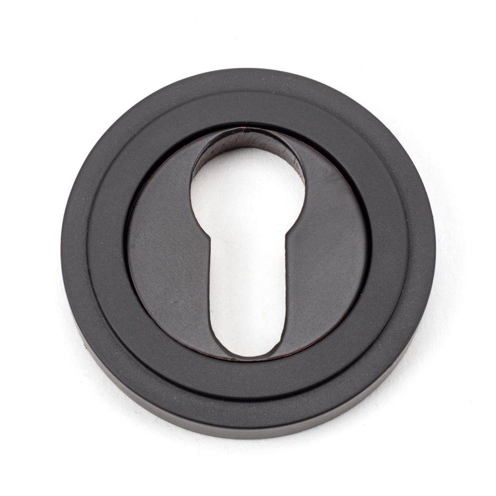 From The Anvil - Aged Bronze Round Euro Escutcheon (Art Deco) | Sku. 46122 | Trade Door Handles.