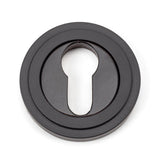 From The Anvil - Aged Bronze Round Euro Escutcheon (Art Deco) | Sku. 46122 | Trade Door Handles.