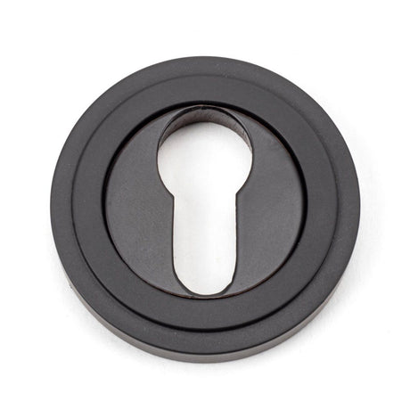 From The Anvil - Aged Bronze Round Euro Escutcheon (Art Deco) | Sku. 46122 | Trade Door Handles.