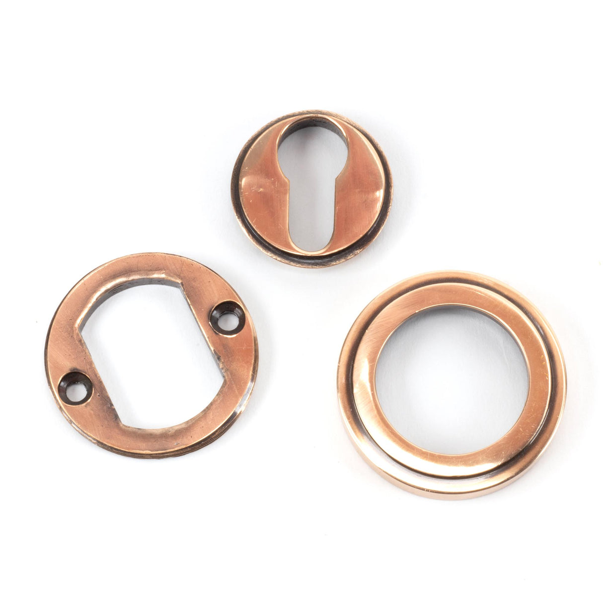 From The Anvil - Polished Bronze Round Euro Escutcheon (Art Deco) | Sku. 46126 | Trade Door Handles.