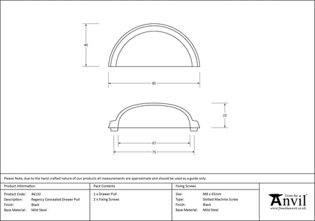 From The Anvil - Black Regency Concealed Drawer Pull | Sku. 46132 | Trade Door Handles.