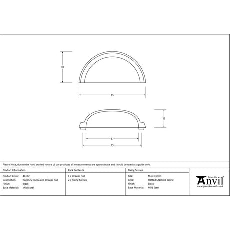 From The Anvil - Black Regency Concealed Drawer Pull | Sku. 46132 | Trade Door Handles.