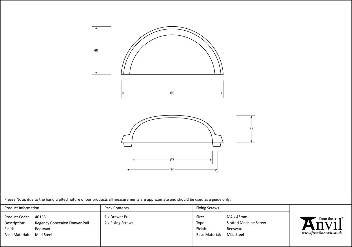 From The Anvil - Beeswax Regency Concealed Drawer Pull | Sku. 46133 | Trade Door Handles.