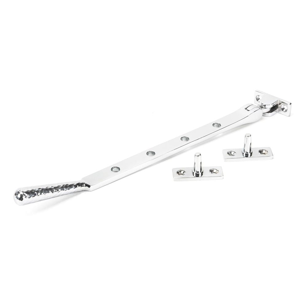 From The Anvil - Polished Chrome 10" Hammered Newbury Stay | Sku. 46148 | Trade Door Handles.