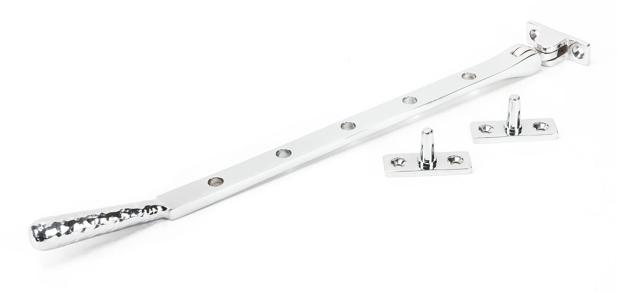 From The Anvil - Polished Chrome 12" Hammered Newbury Stay | Sku. 46149 | Trade Door Handles.