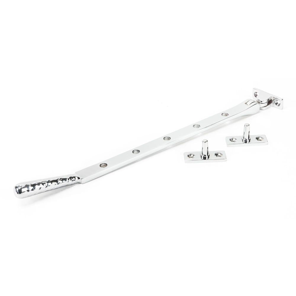 From The Anvil - Polished Chrome 12" Hammered Newbury Stay | Sku. 46149 | Trade Door Handles.