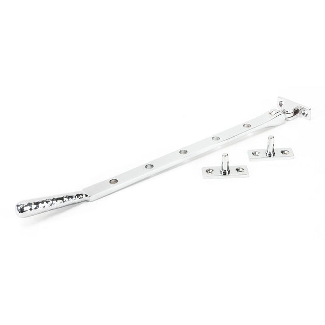 From The Anvil - Polished Chrome 12" Hammered Newbury Stay | Sku. 46149 | Trade Door Handles.
