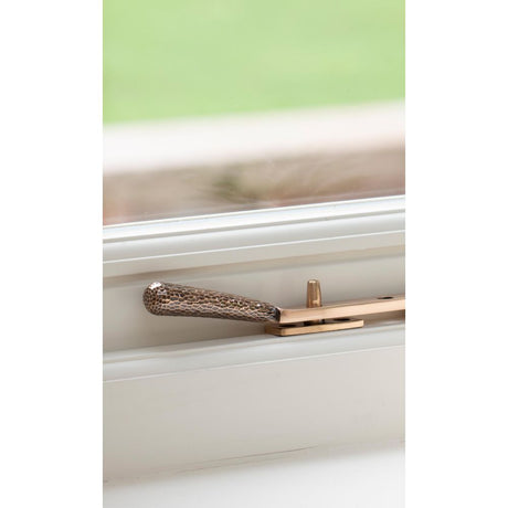 From The Anvil - Polished Bronze 10" Hammered Newbury Stay | Sku. 46157 | Trade Door Handles.