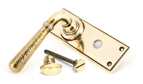 From The Anvil - Aged Brass Hammered Newbury Lever Bathroom Set | Sku. 46211 | Trade Door Handles.