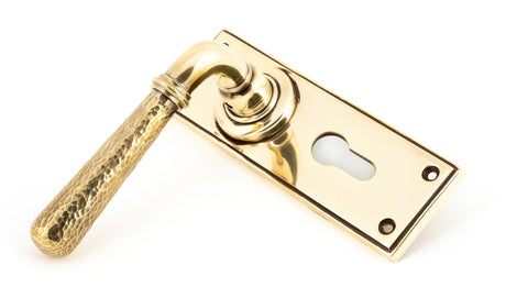 From The Anvil - Aged Brass Hammered Newbury Lever Euro Lock Set | Sku. 46212 | Trade Door Handles.