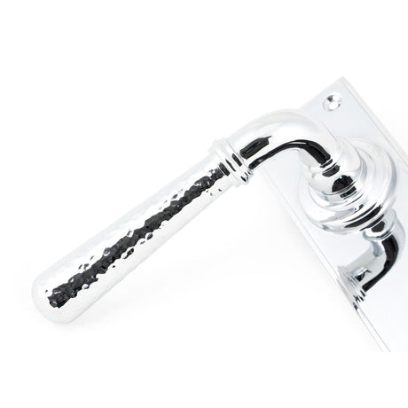 From The Anvil - Polished Chrome Hammered Newbury Lever Lock Set | Sku. 46213 | Trade Door Handles.