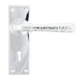 From The Anvil - Polished Chrome Hammered Newbury Lever Lock Set | Sku. 46213 | Trade Door Handles.