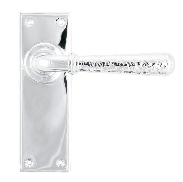 From The Anvil - Polished Chrome Hammered Newbury Lever Latch Set | Sku. 46214 | Trade Door Handles.
