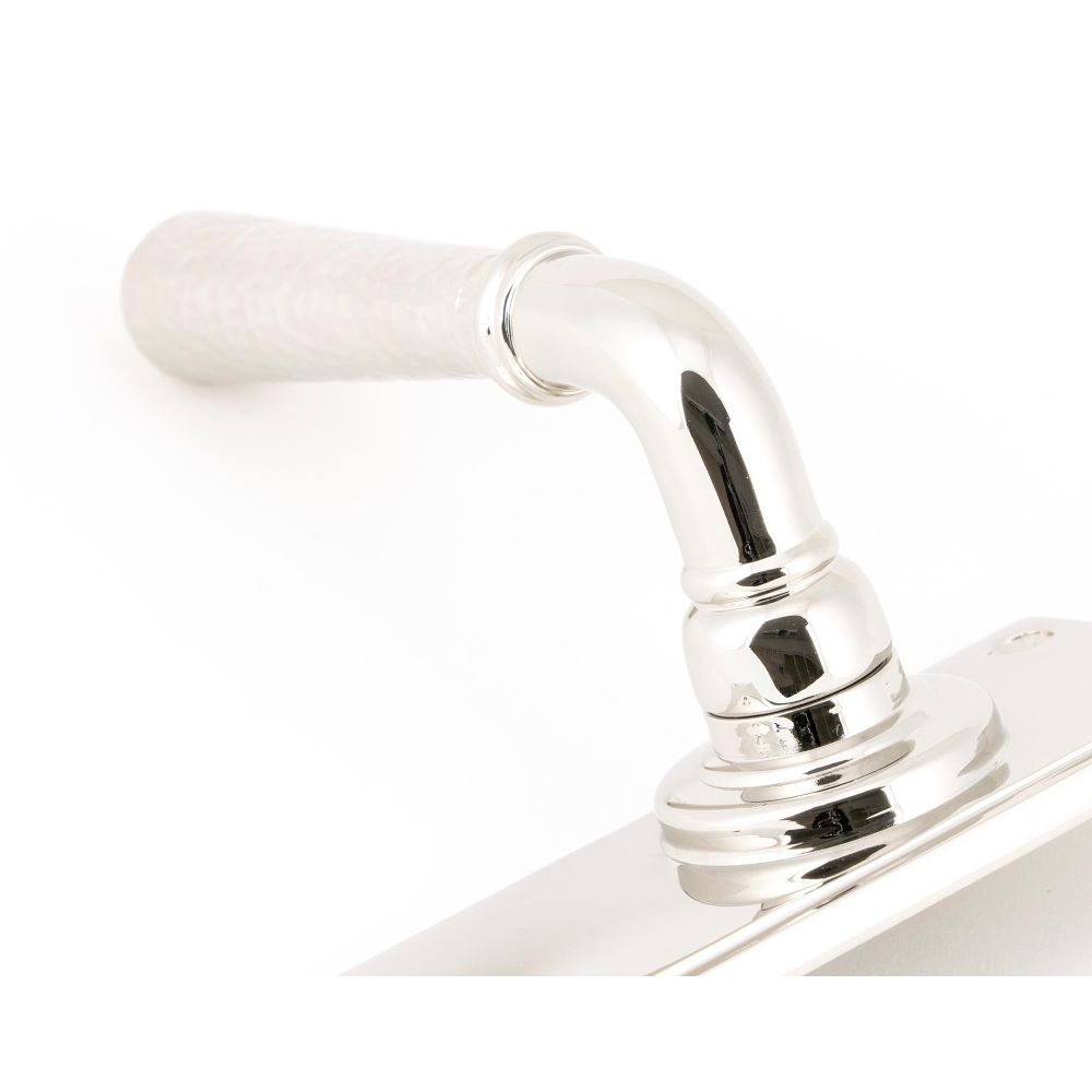 From The Anvil - Polished Nickel Hammered Newbury Lever Lock Set | Sku. 46217 | Trade Door Handles.