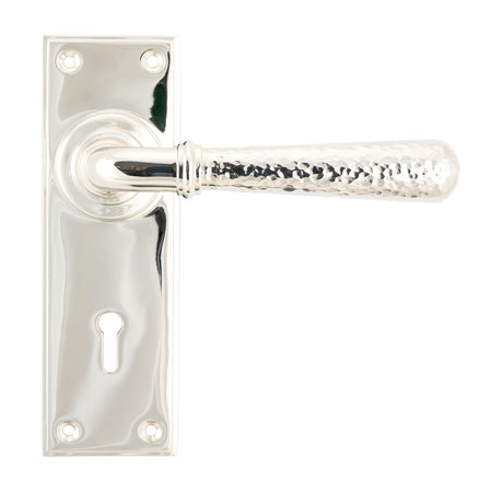 From The Anvil - Polished Nickel Hammered Newbury Lever Lock Set | Sku. 46217 | Trade Door Handles.
