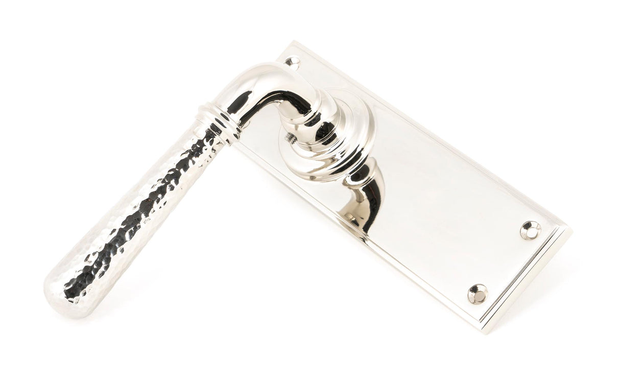 From The Anvil - Polished Nickel Hammered Newbury Lever Latch Set | Sku. 46218 | Trade Door Handles.