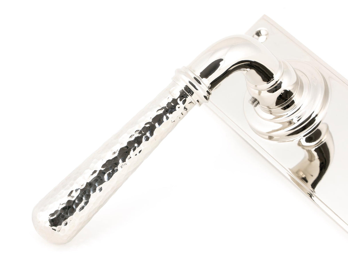 From The Anvil - Polished Nickel Hammered Newbury Lever Latch Set | Sku. 46218 | Trade Door Handles.