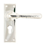 From The Anvil - Polished Nickel Hammered Newbury Lever Euro Lock Set | Sku. 46220 | Trade Door Handles.