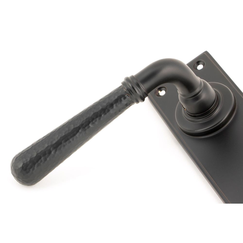 From The Anvil - Aged Bronze Hammered Newbury Lever Lock Set | Sku. 46221 | Trade Door Handles.