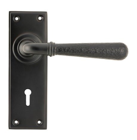 From The Anvil - Aged Bronze Hammered Newbury Lever Lock Set | Sku. 46221 | Trade Door Handles.