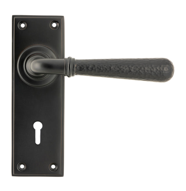 From The Anvil - Aged Bronze Hammered Newbury Lever Lock Set | Sku. 46221 | Trade Door Handles.