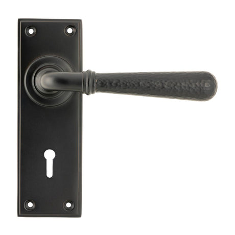 From The Anvil - Aged Bronze Hammered Newbury Lever Lock Set | Sku. 46221 | Trade Door Handles.