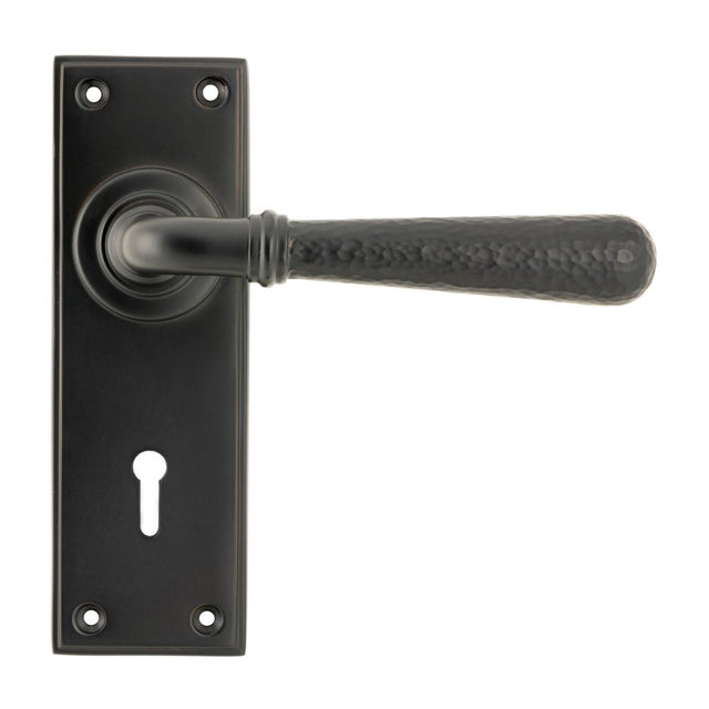 From The Anvil - Aged Bronze Hammered Newbury Lever Lock Set | Sku. 46221 | Trade Door Handles.