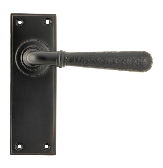 From The Anvil - Aged Bronze Hammered Newbury Lever Latch Set | Sku. 46222 | Trade Door Handles.