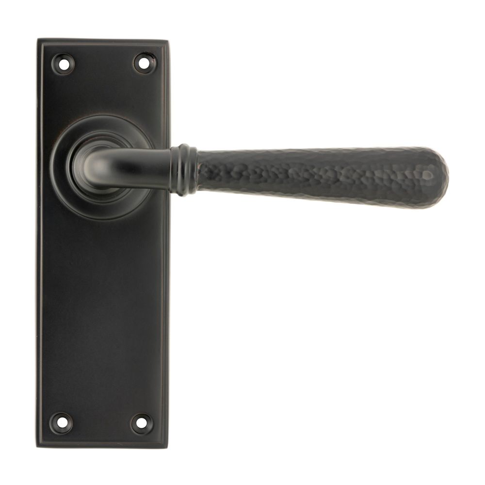 From The Anvil - Aged Bronze Hammered Newbury Lever Latch Set | Sku. 46222 | Trade Door Handles.