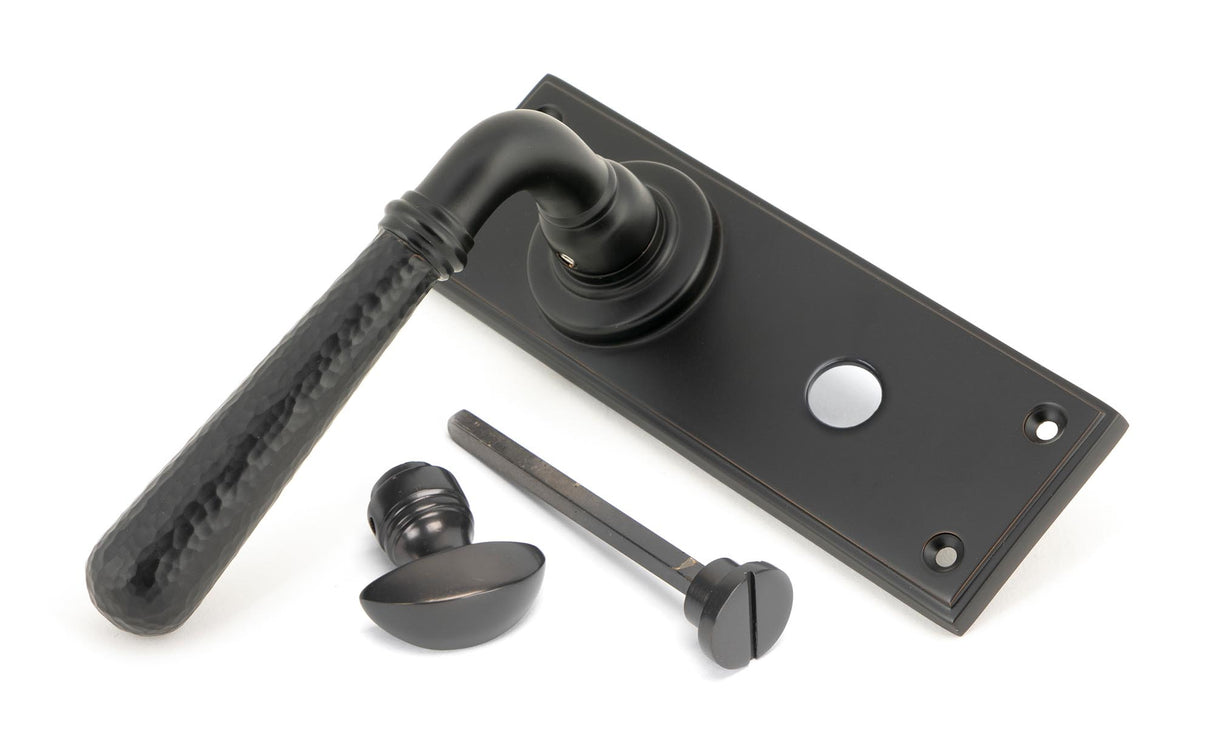 From The Anvil - Aged Bronze Hammered Newbury Lever Bathroom Set | Sku. 46223 | Trade Door Handles.