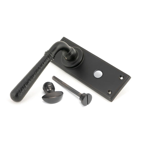 From The Anvil - Aged Bronze Hammered Newbury Lever Bathroom Set | Sku. 46223 | Trade Door Handles.