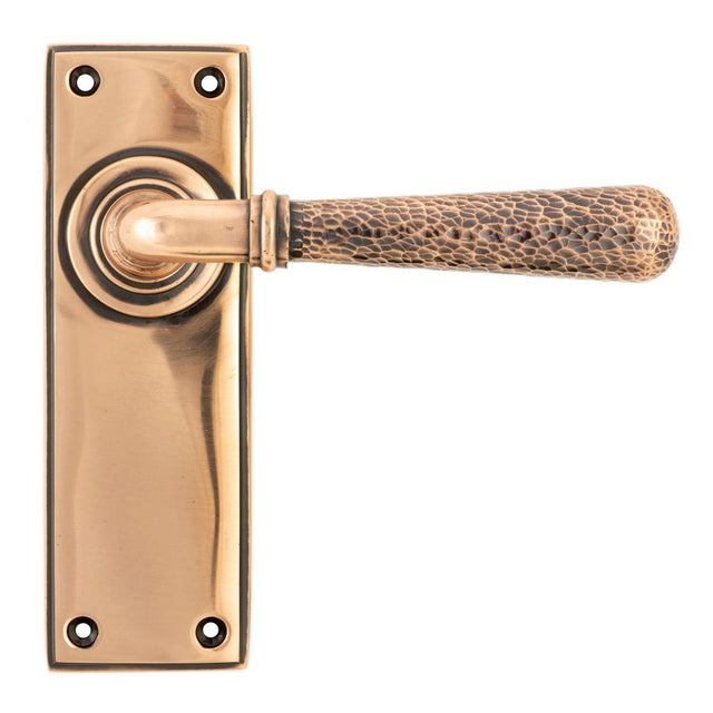 From The Anvil - Polished Bronze Hammered Newbury Lever Latch Set | Sku. 46226 | Trade Door Handles.