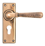 From The Anvil - Polished Bronze Hammered Newbury Lever Euro Lock Set | Sku. 46228 | Trade Door Handles.