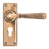 From The Anvil - Polished Bronze Hammered Newbury Lever Euro Lock Set | Sku. 46228 | Trade Door Handles.