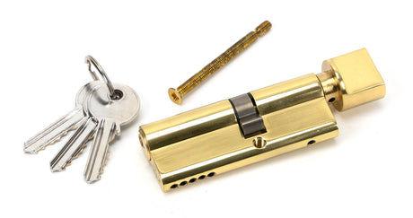 From The Anvil - Lacquered Brass 35T/45 5pin Euro Cylinder/Thumbturn | Sku. 46260 | Trade Door Handles.